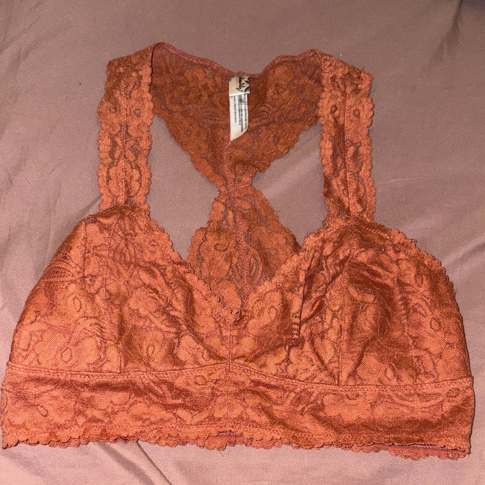 Lace Bralette in Rust Orangey Brown